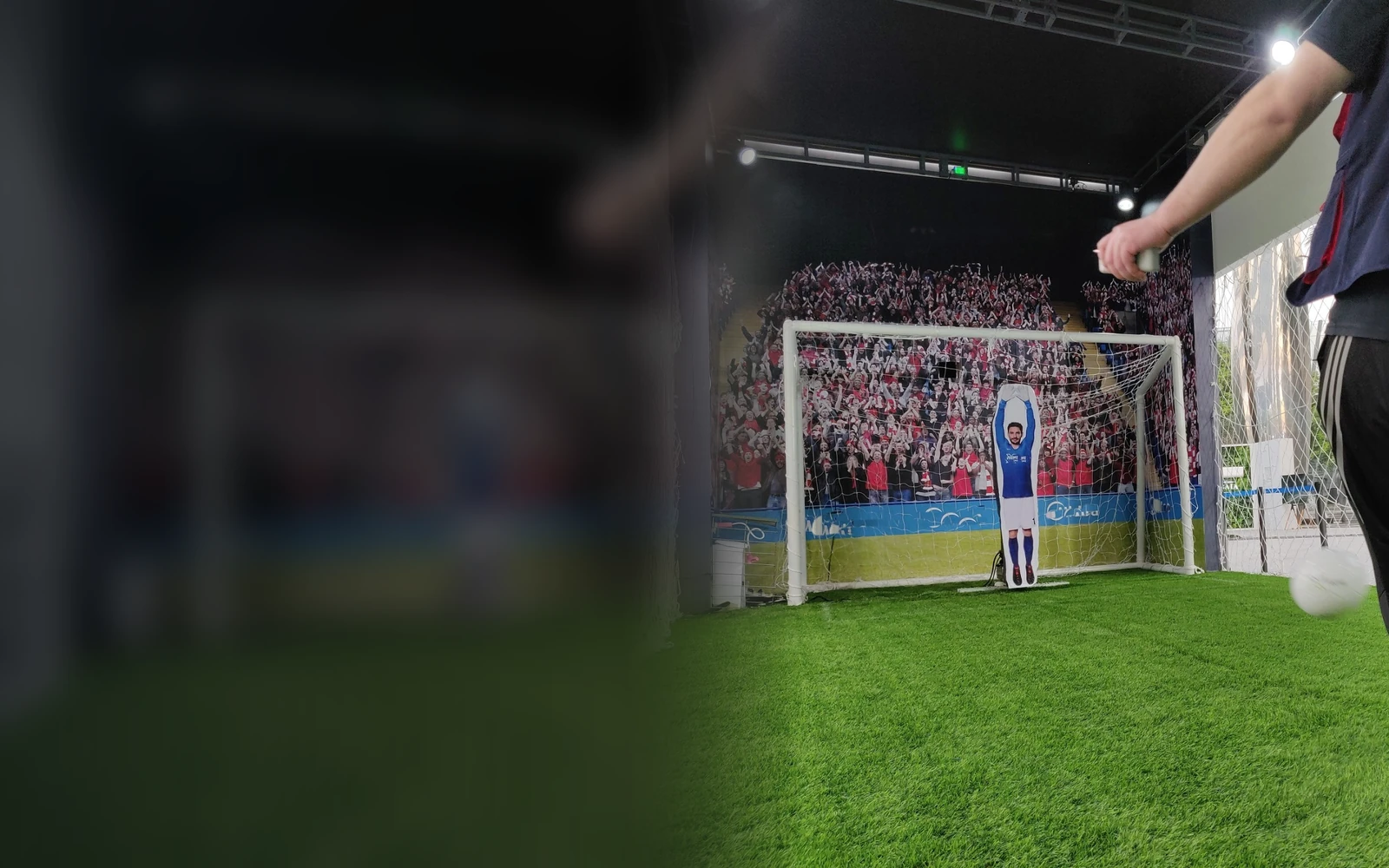 RobotKeeper AI goalkeeper robot in a live football shooting challenge